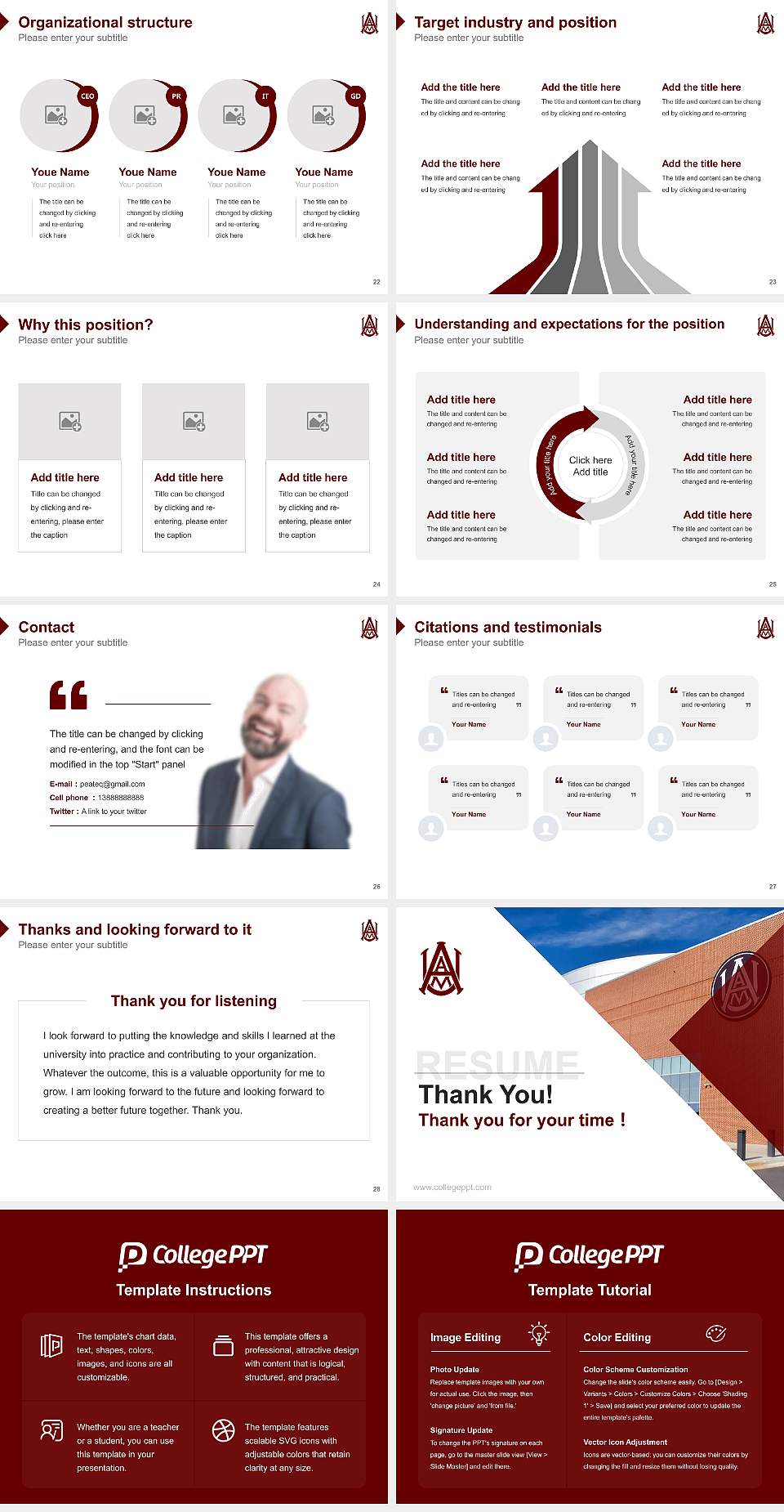 Alabama a & M University Resume PPT Template4:3 ratio PPT effect preview image4