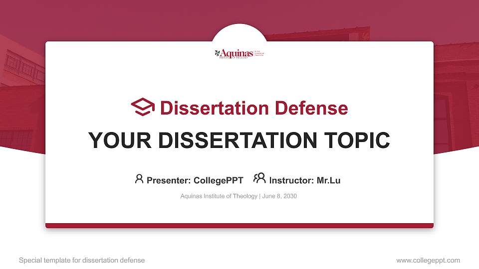 Aquinas Institute of Theology Graduation Thesis Defense PPT Template16:9 ratio PPT effect preview image