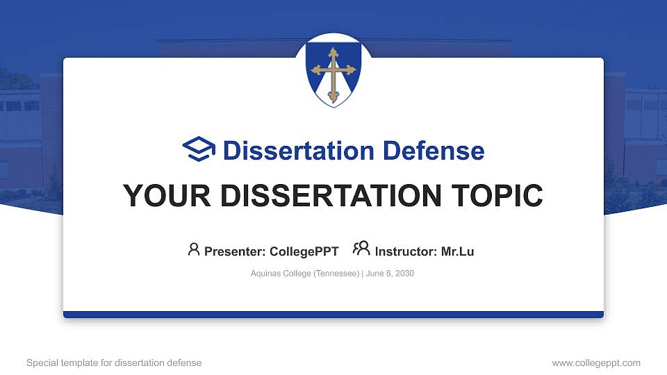 Aquinas College (Tennessee) Graduation Thesis Defense PPT Template16:9 ratio PPT effect preview image