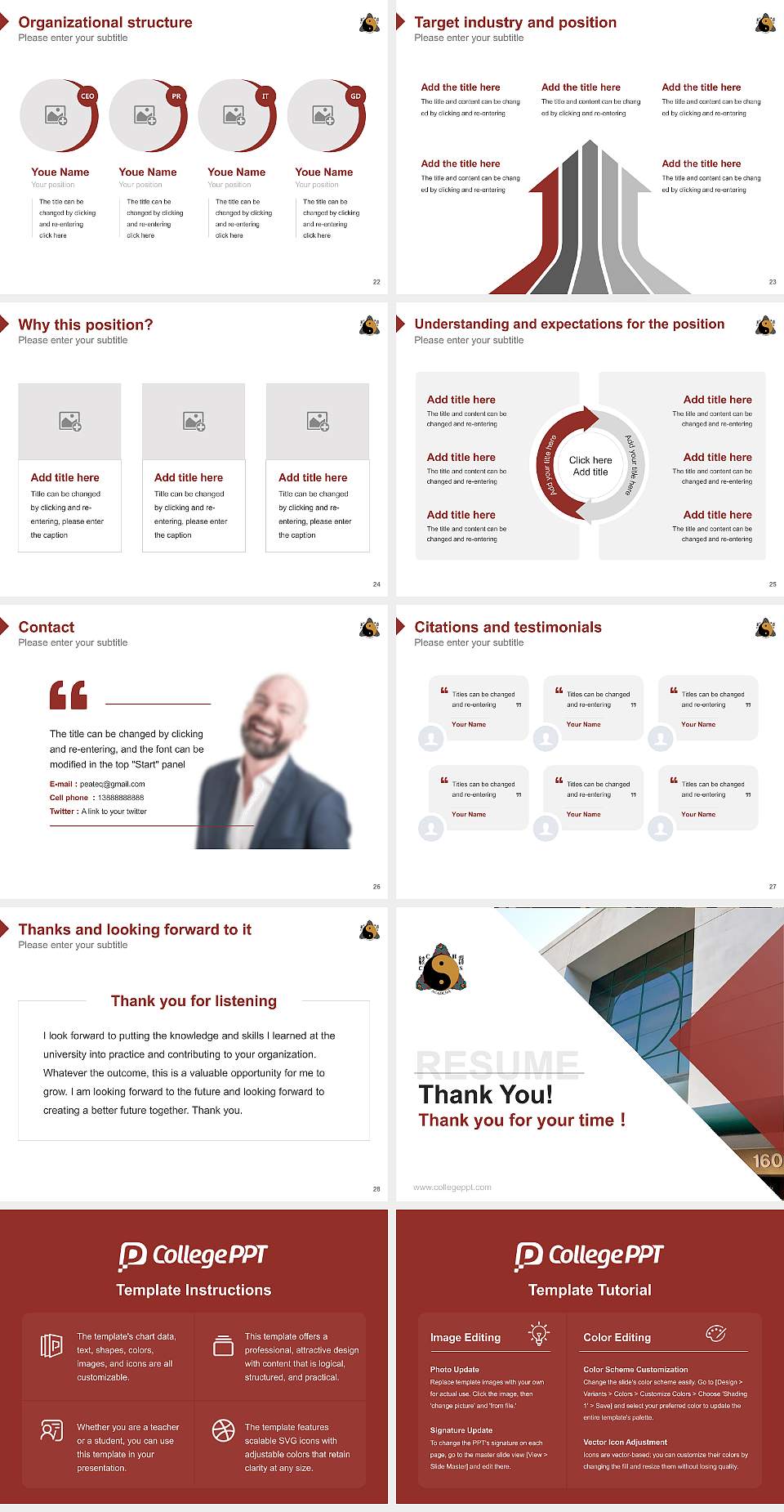 Academy of Chinese Culture and Health Sciences Resume PPT Template4:3 ratio PPT effect preview image4