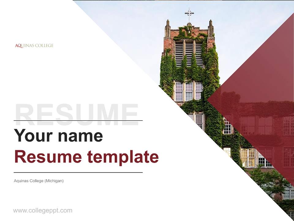Aquinas College (Michigan) Resume PPT Template4:3 ratio PPT effect preview image5