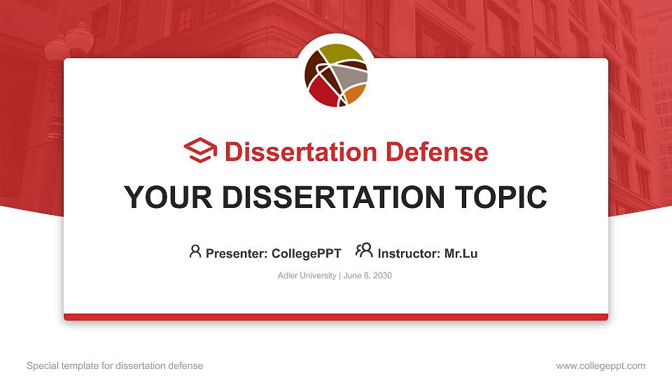 Adler University Graduation Thesis Defense PPT Template16:9 ratio PPT effect preview image