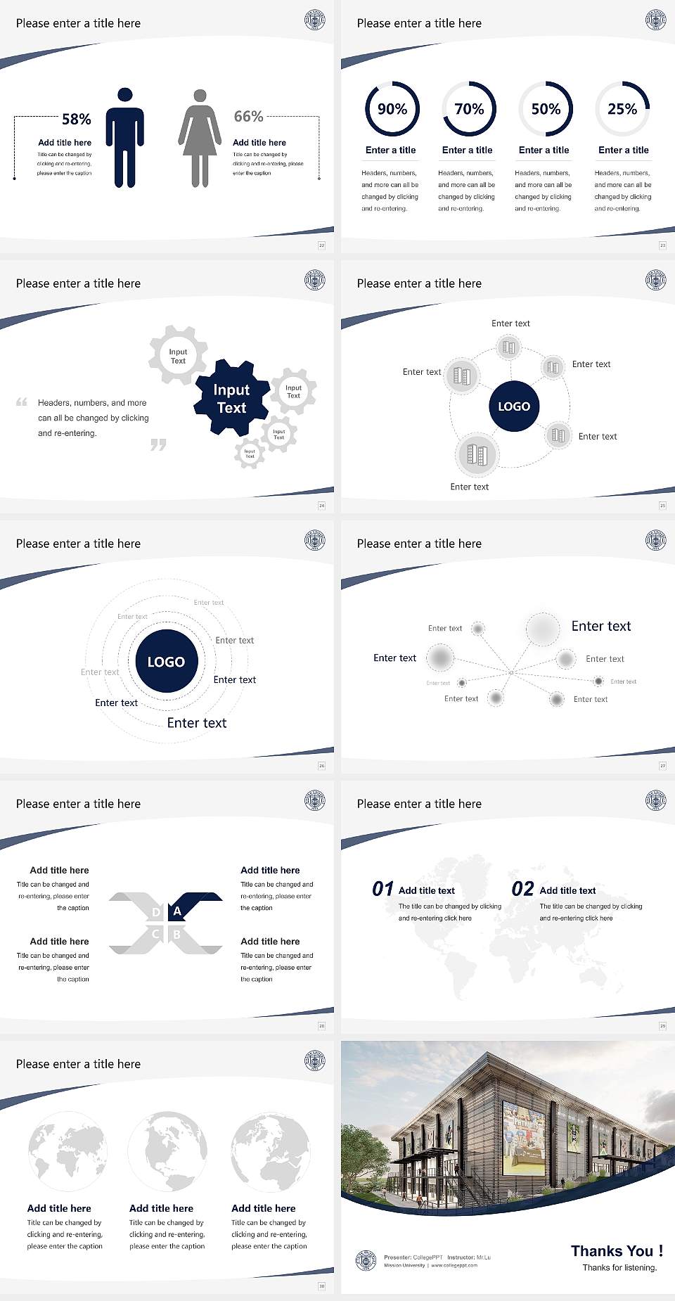 Mission University Course/Courseware Creation PPT Template4:3 ratio PPT effect preview image4