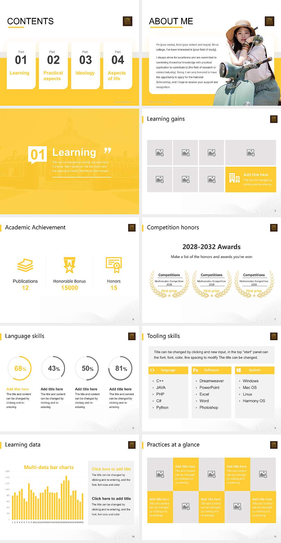 Baldwin Wallace University National Scholarship Defense PPT Template4:3 ratio PPT effect preview image2