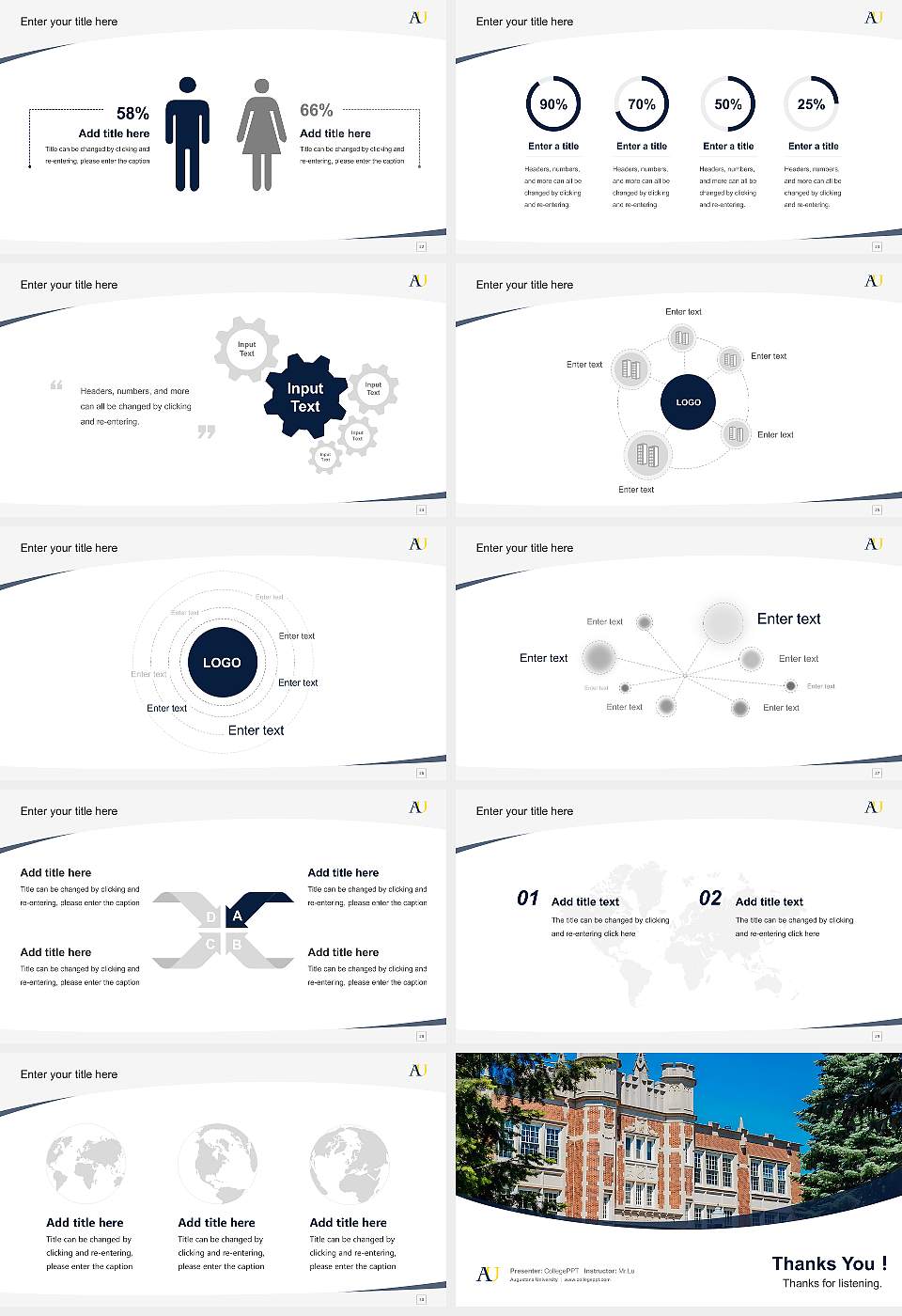 Augustana University Course/Courseware Creation PPT Template16:9 ratio PPT effect preview image4