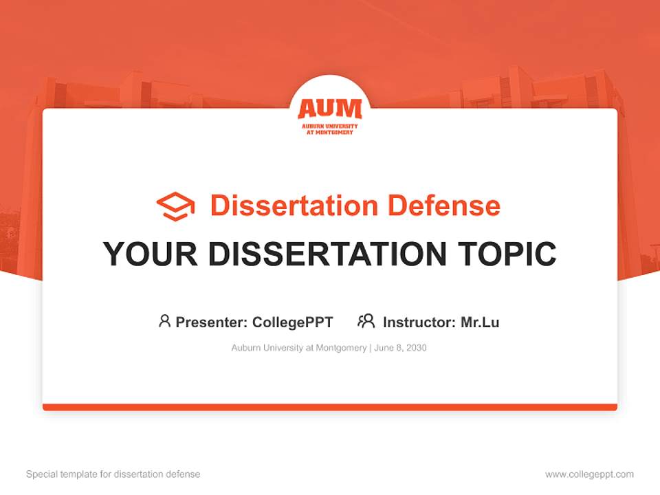 Auburn University at Montgomery Graduation Thesis Defense PPT Template4:3 ratio PPT effect preview image7