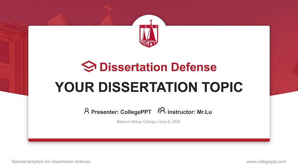 Belmont Abbey College Graduation Thesis Defense PPT Template16:9 ratio PPT effect preview image