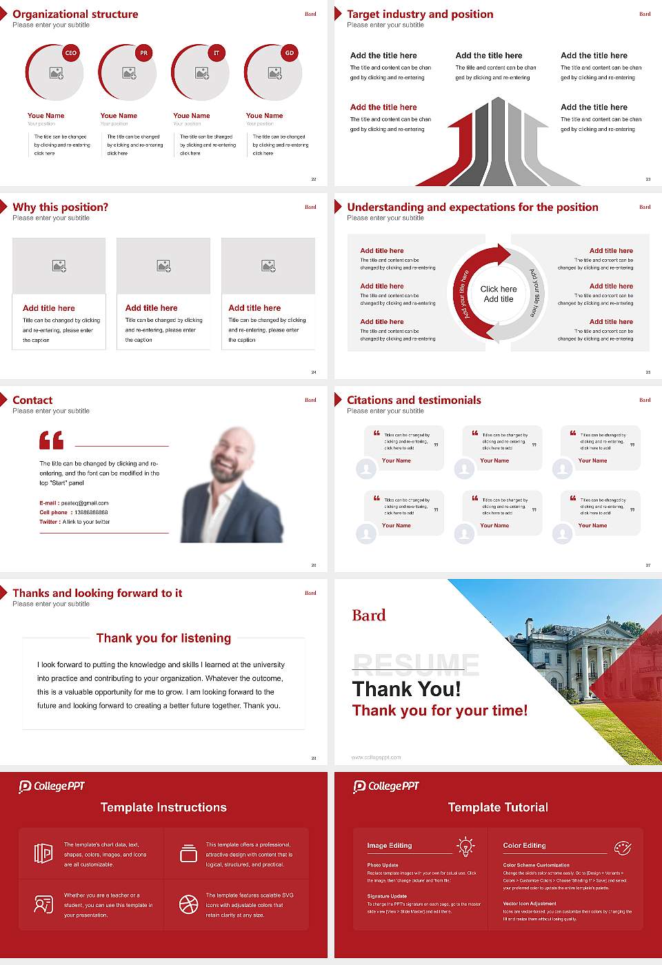 Bard College Resume PPT Template16:9 ratio PPT effect preview image4