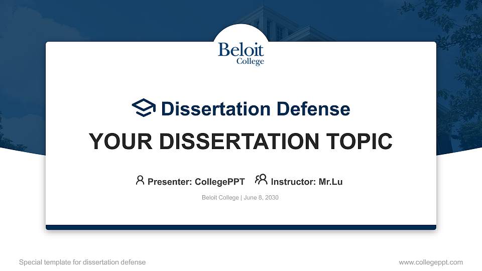 Beloit College Graduation Thesis Defense PPT Template16:9 ratio PPT effect preview image