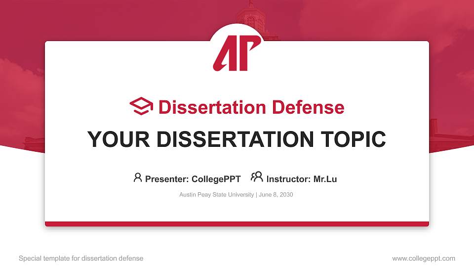 Austin Peay State University Graduation Thesis Defense PPT Template16:9 ratio PPT effect preview image