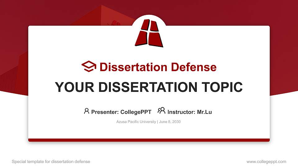 Azusa Pacific University Graduation Thesis Defense PPT Template16:9 ratio PPT effect preview image1