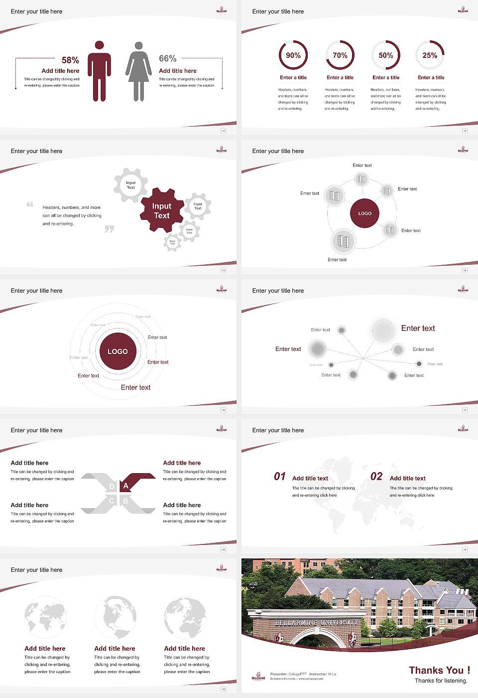 Bellarmine University Course/Courseware Creation PPT Template16:9 ratio PPT effect preview image4