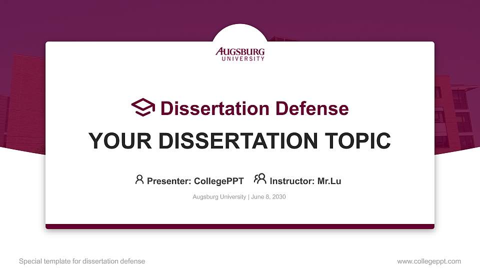 Augsburg University Graduation Thesis Defense PPT Template16:9 ratio PPT effect preview image