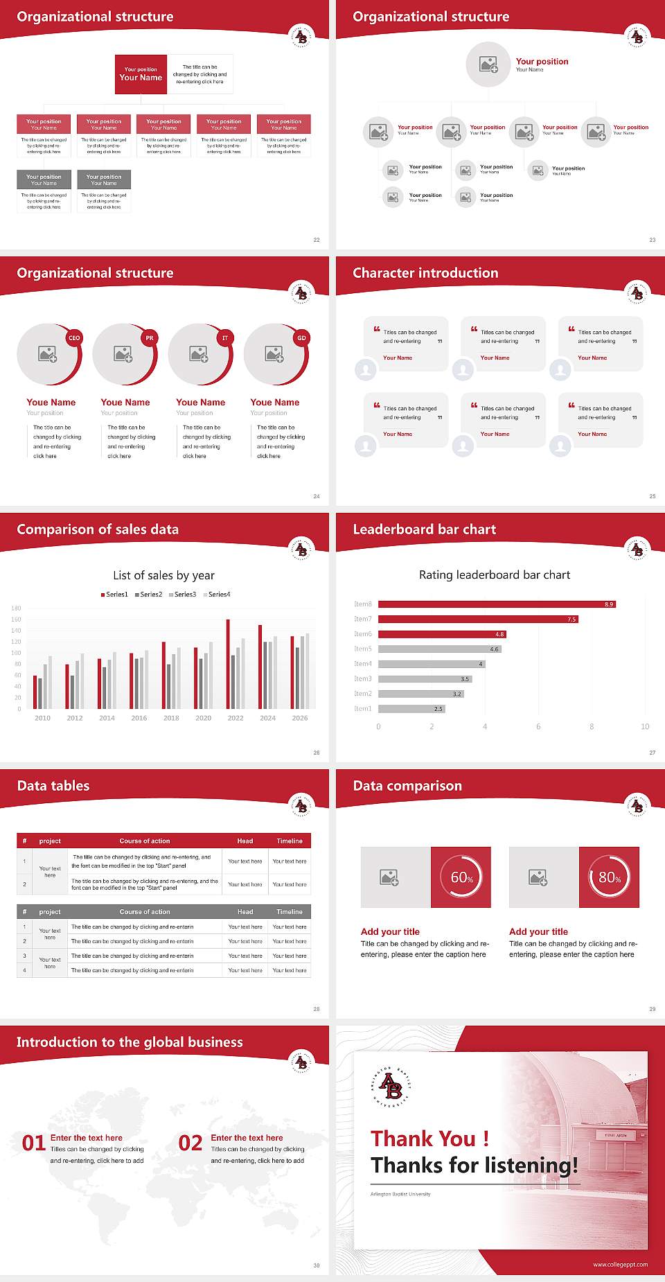 Arlington Baptist University Academic Presentation/Research Findings Report PPT Template4:3 ratio PPT effect preview image4
