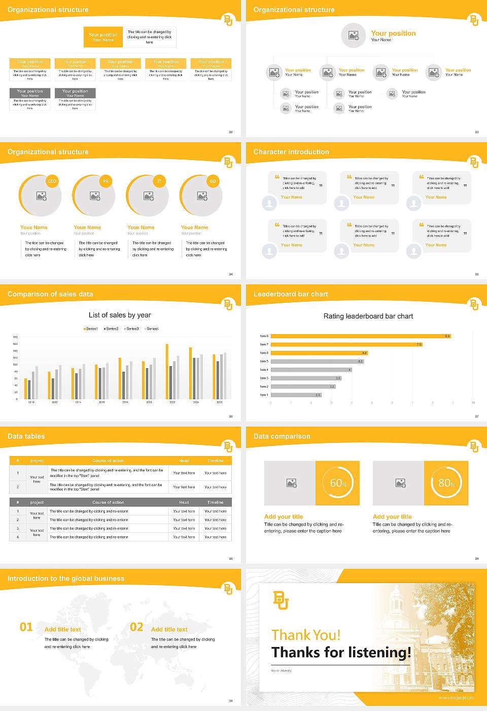 Baylor University Academic Presentation/Research Findings Report PPT Template16:9 ratio PPT effect preview image4
