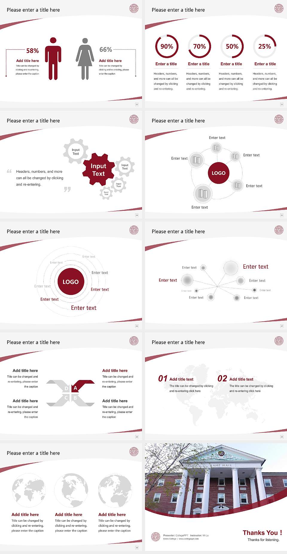 Bates College Course/Courseware Creation PPT Template4:3 ratio PPT effect preview image4