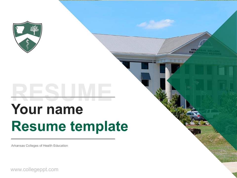 Arkansas Colleges of Health Education Resume PPT Template4:3 ratio PPT effect preview image5