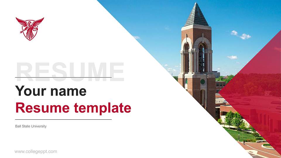 Ball State University Resume PPT Template16:9 ratio PPT effect preview image
