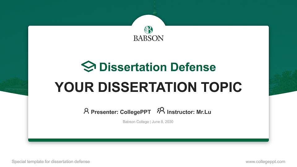 Babson College Graduation Thesis Defense PPT Template16:9 ratio PPT effect preview image