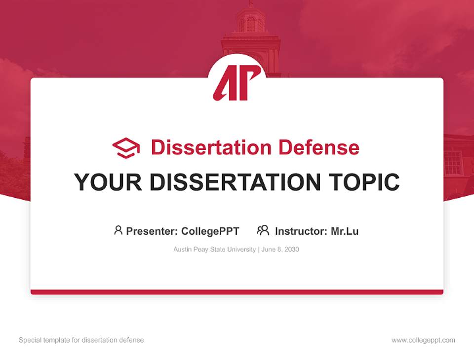 Austin Peay State University Graduation Thesis Defense PPT Template4:3 ratio PPT effect preview image7