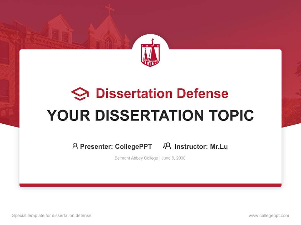 Belmont Abbey College Graduation Thesis Defense PPT Template4:3 ratio PPT effect preview image7