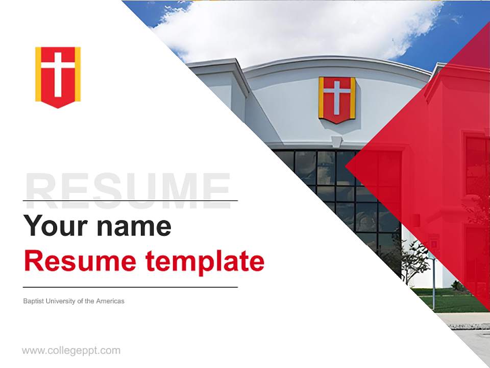 Baptist University of the Americas Resume PPT Template4:3 ratio PPT effect preview image5