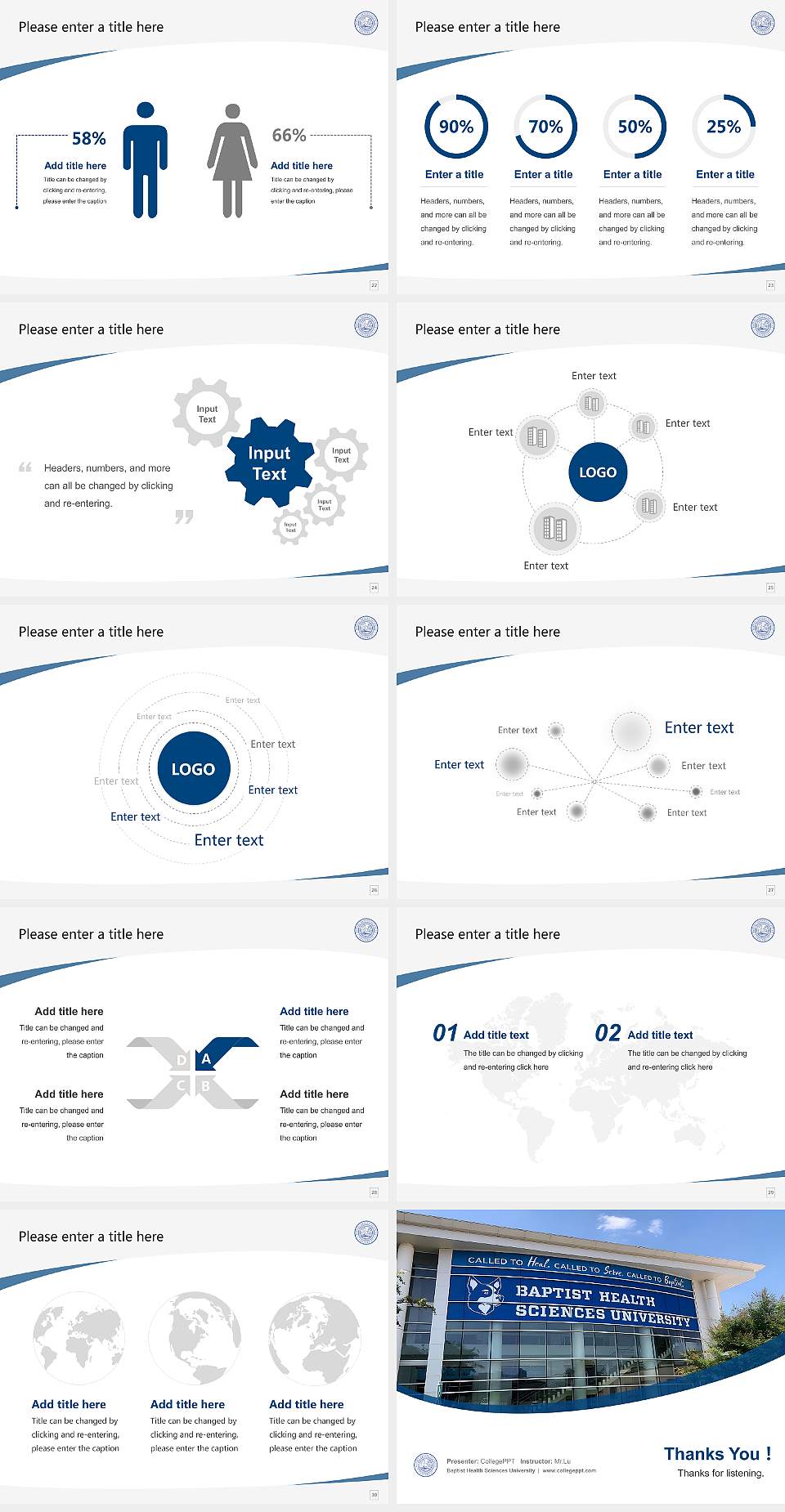 Baptist Health Sciences University Course/Courseware Creation PPT Template4:3 ratio PPT effect preview image4