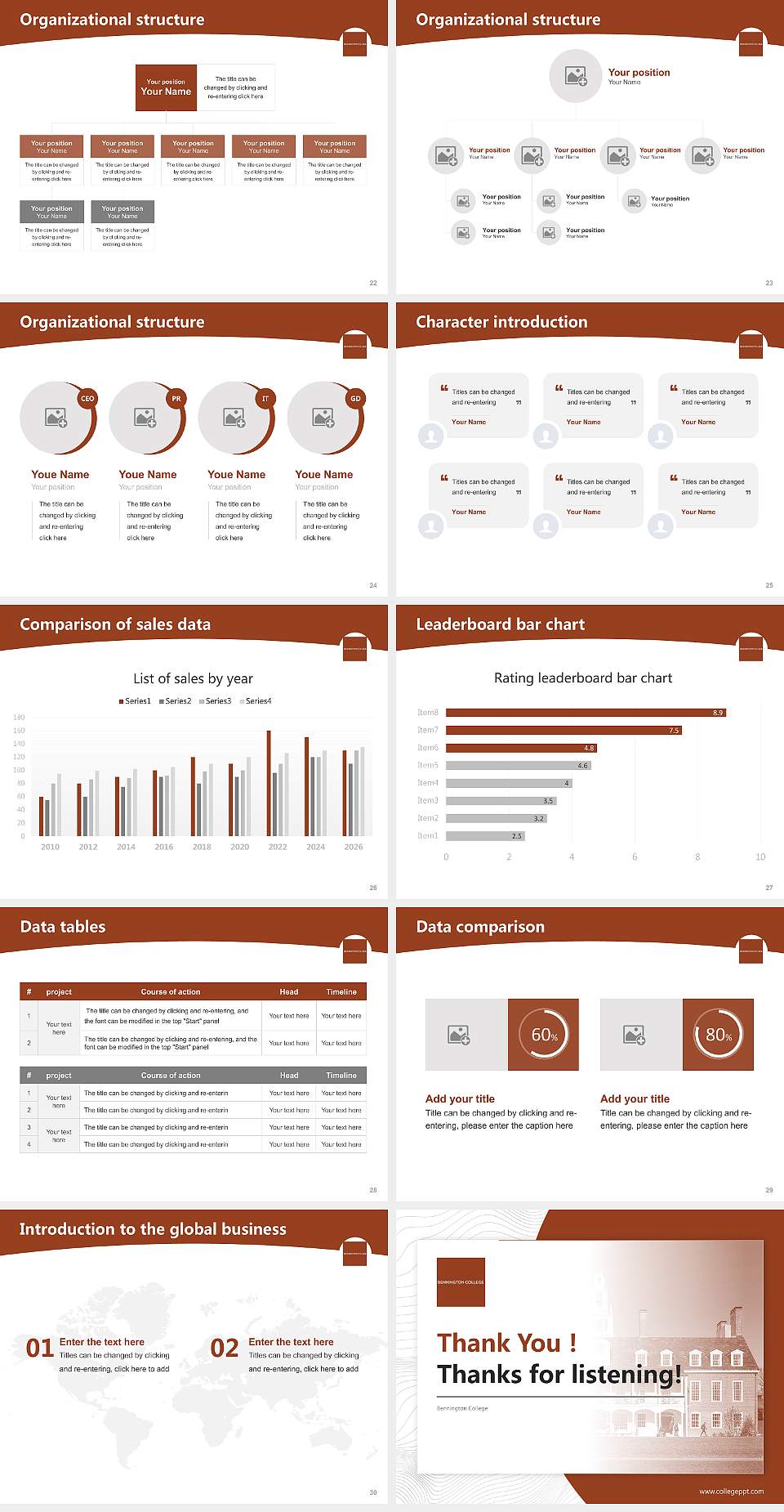 Bennington College Academic Presentation/Research Findings Report PPT Template4:3 ratio PPT effect preview image4
