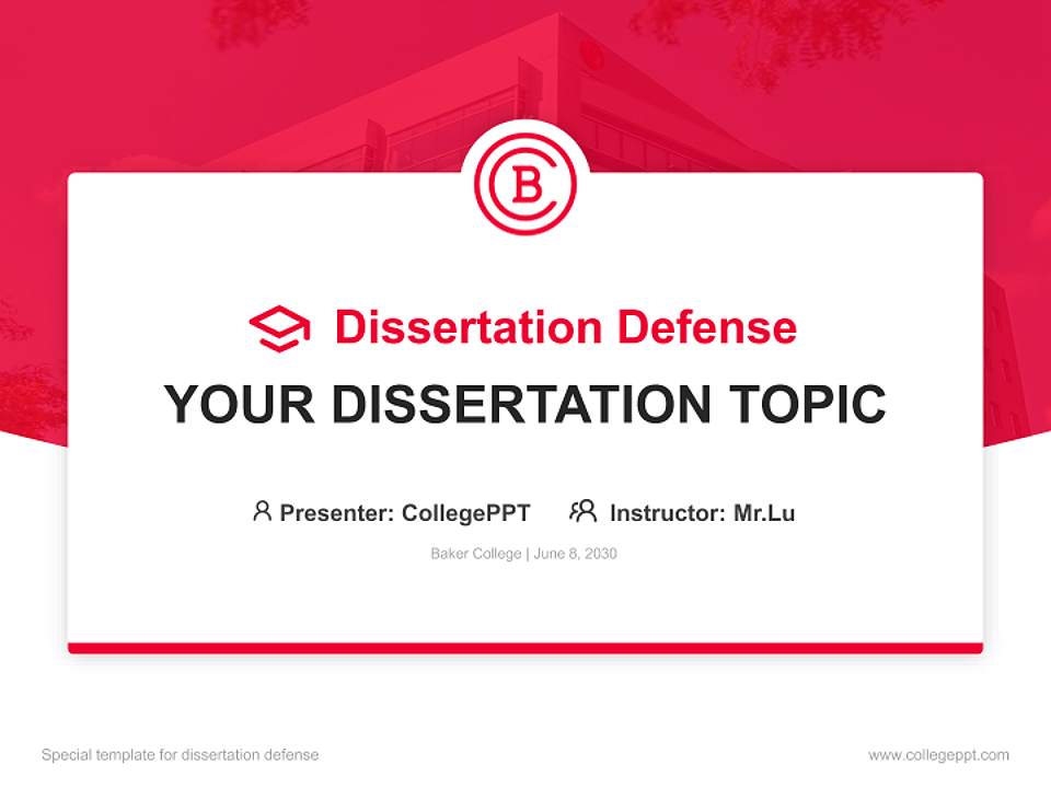 Baker College Graduation Thesis Defense PPT Template4:3 ratio PPT effect preview image7