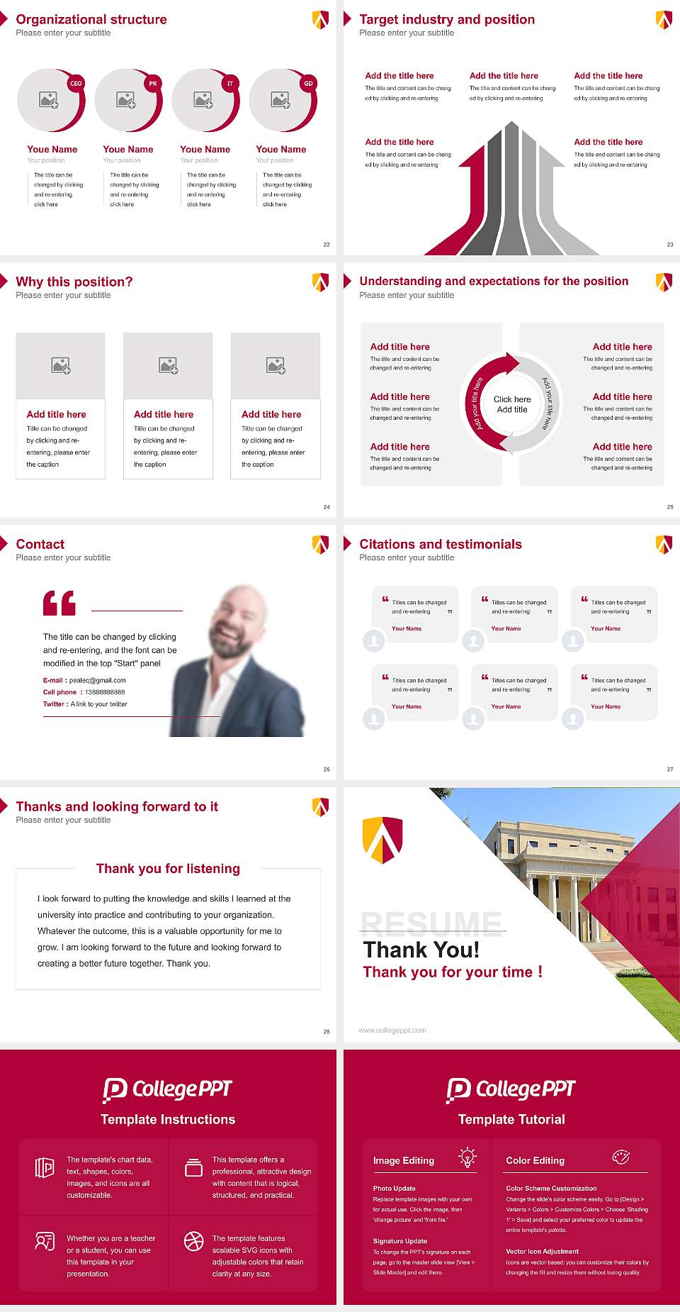 Austin College Resume PPT Template4:3 ratio PPT effect preview image4