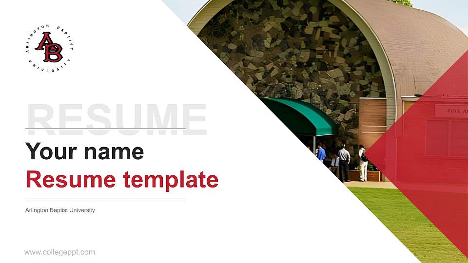Arlington Baptist University Resume PPT Template16:9 ratio PPT effect preview image