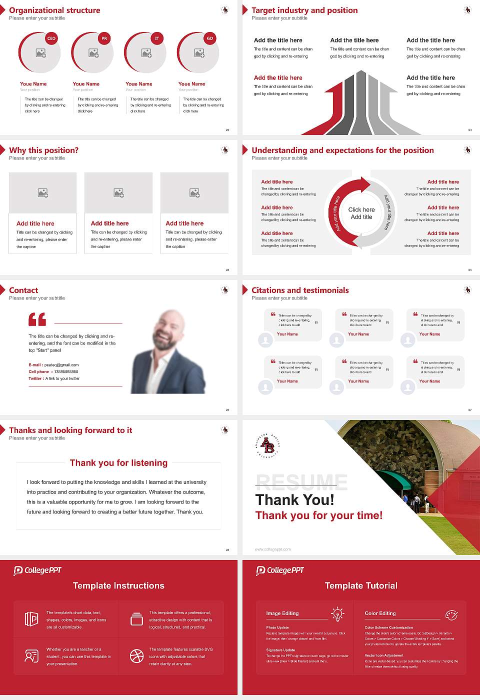 Arlington Baptist University Resume PPT Template16:9 ratio PPT effect preview image4