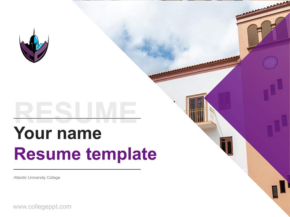 Atlantic University College Resume PPT Template4:3 ratio PPT effect preview image5