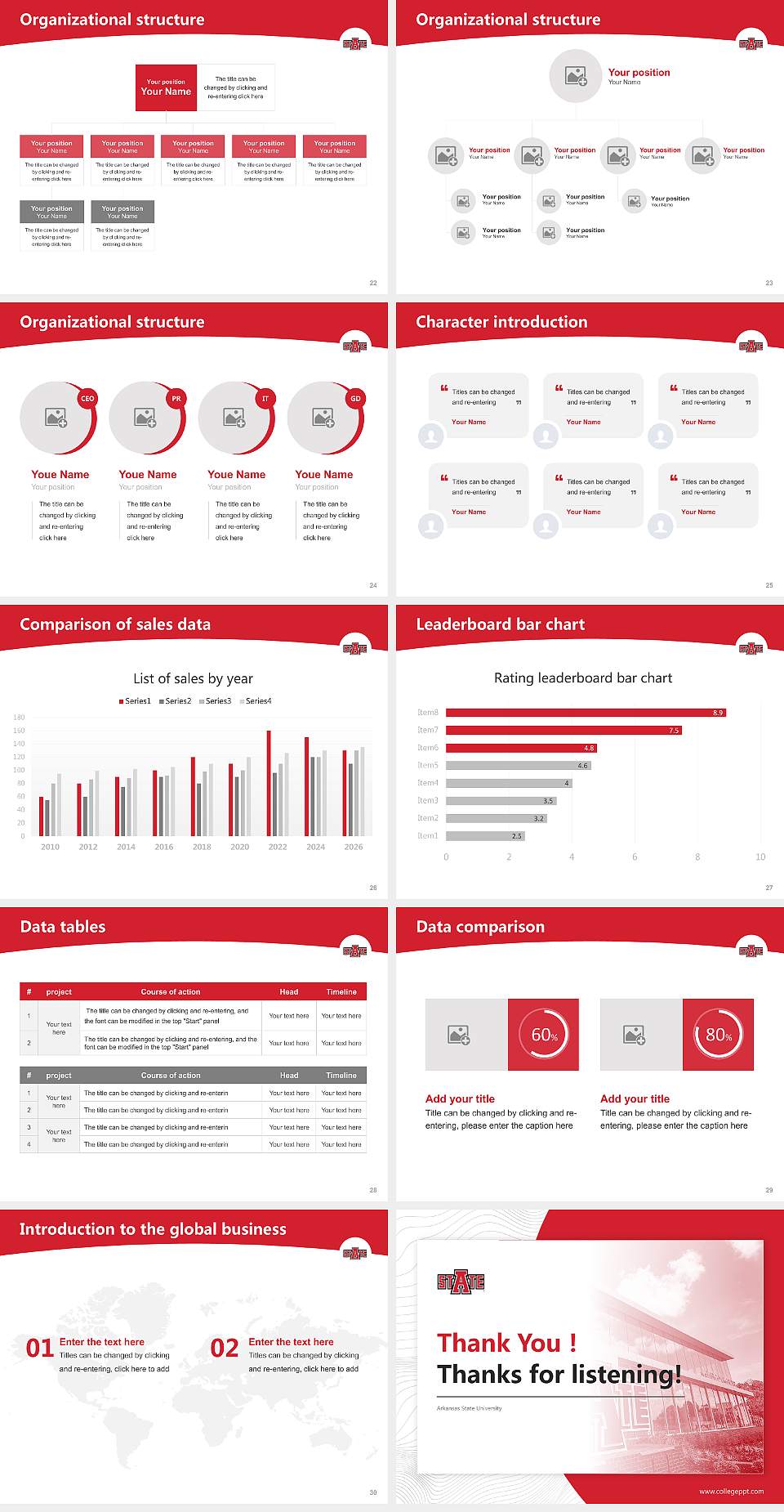 Arkansas State University Academic Presentation/Research Findings Report PPT Template4:3 ratio PPT effect preview image4