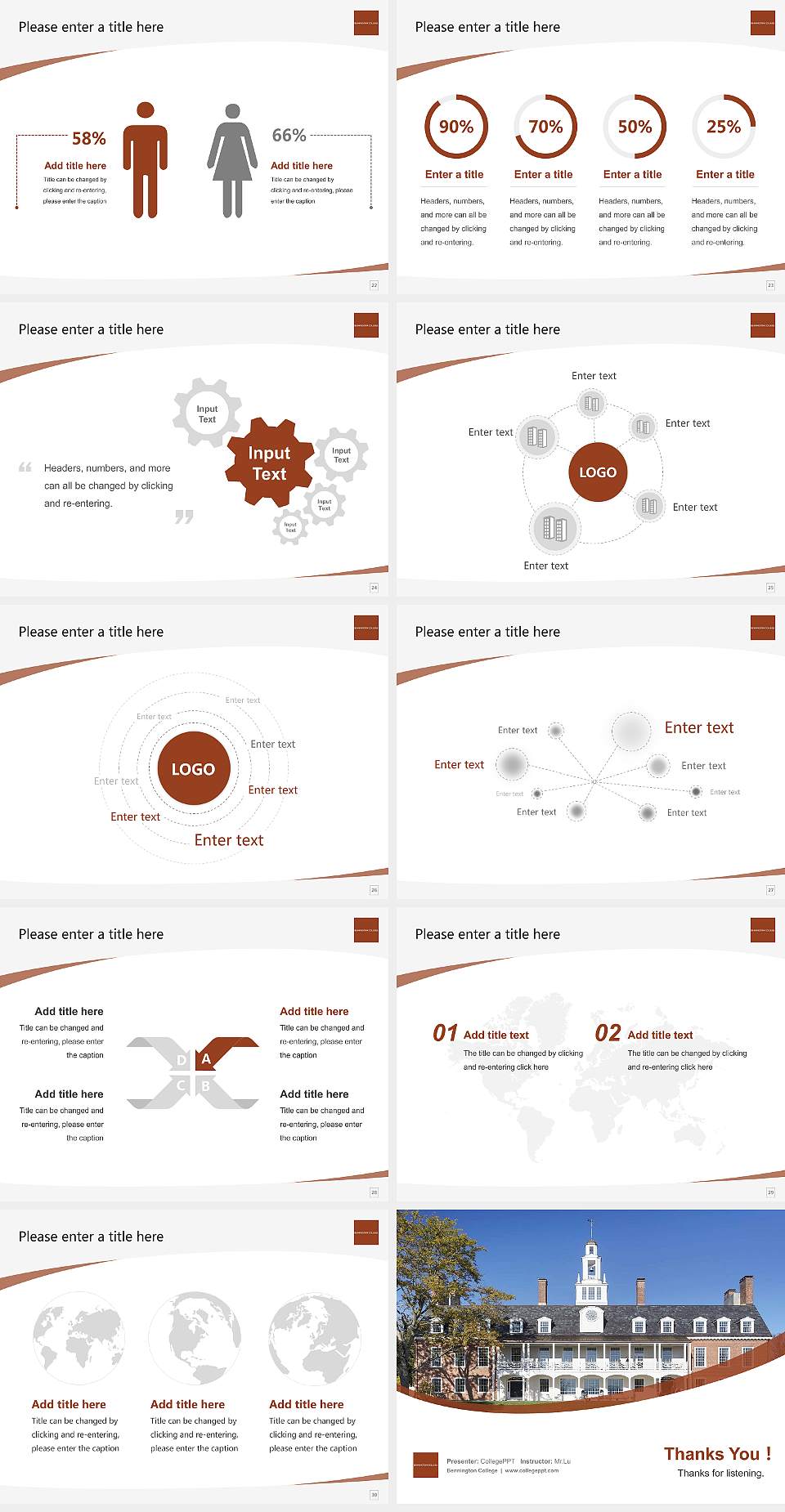 Bennington College Course/Courseware Creation PPT Template4:3 ratio PPT effect preview image4