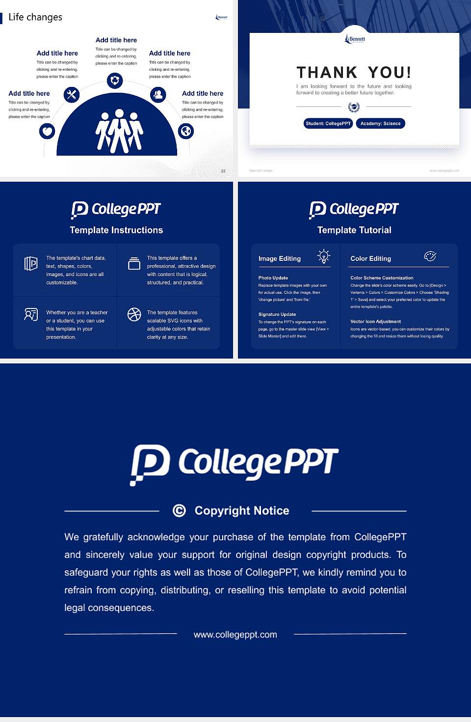 Bennett College National Scholarship Defense PPT Template4:3 ratio PPT effect preview image4