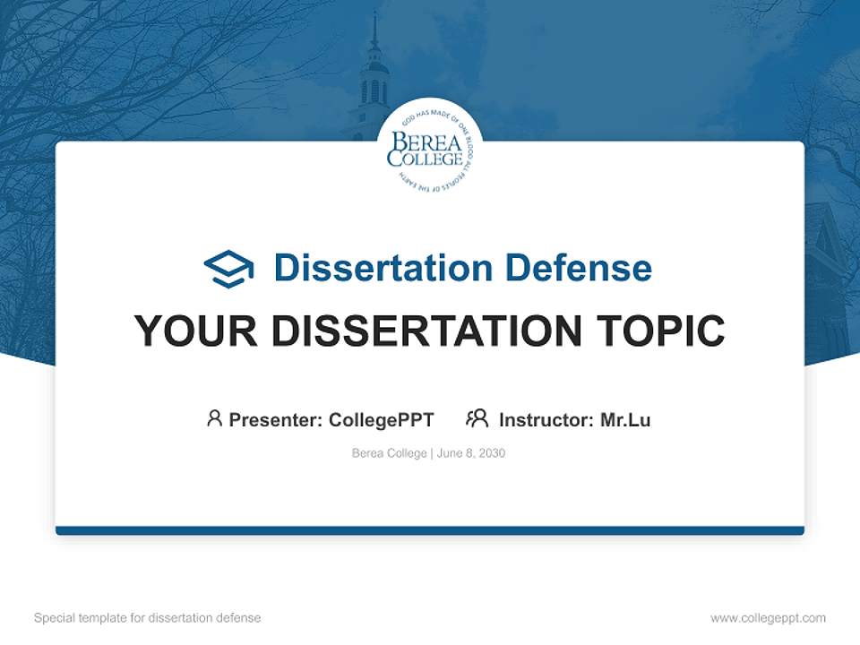 Berea College Graduation Thesis Defense PPT Template4:3 ratio PPT effect preview image7