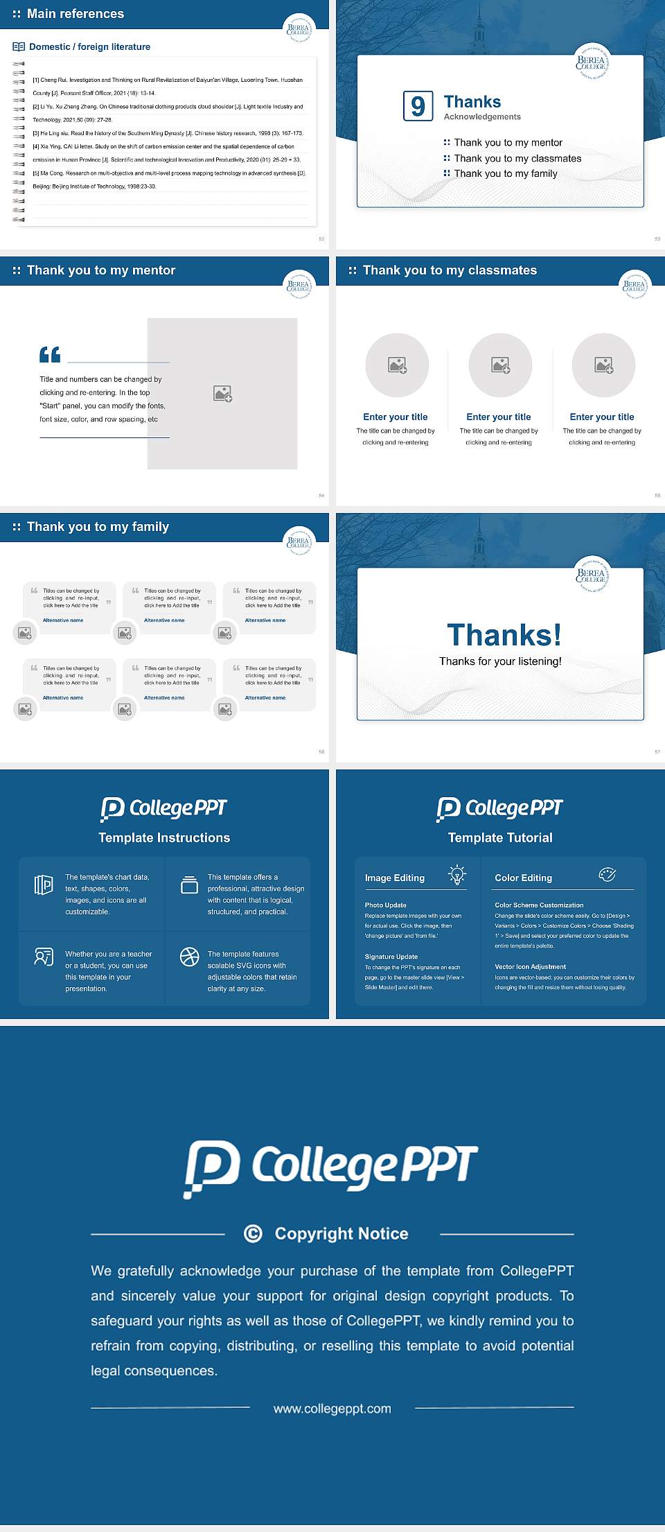Berea College Graduation Thesis Defense PPT Template4:3 ratio PPT effect preview image7
