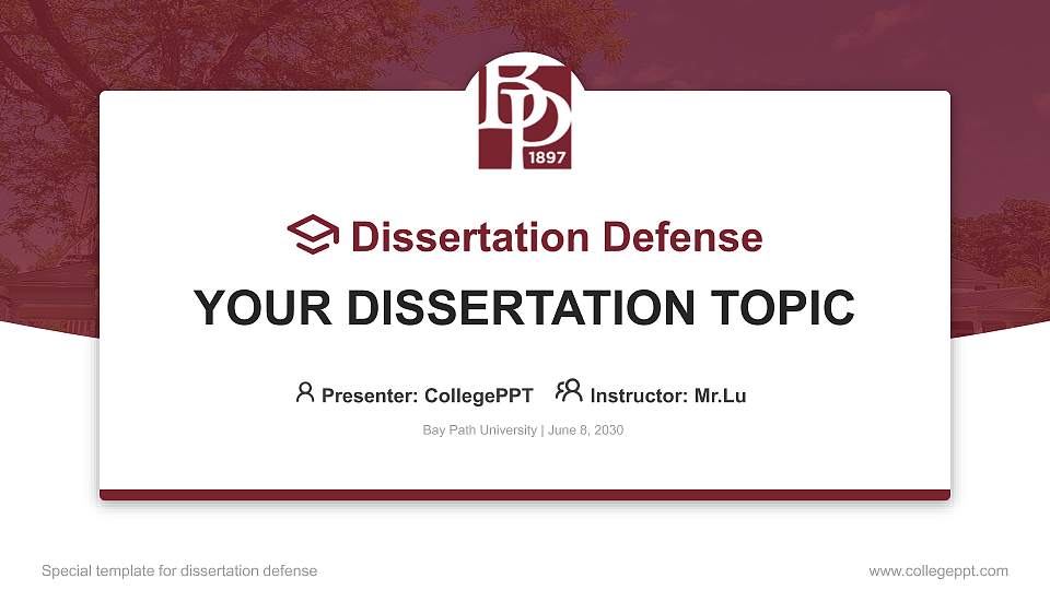 Bay Path University Graduation Thesis Defense PPT Template16:9 ratio PPT effect preview image