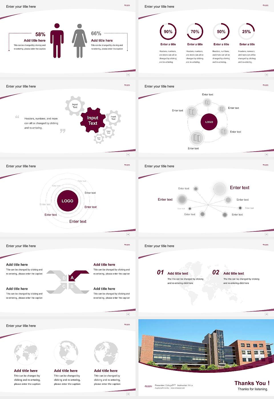 Augsburg University Course/Courseware Creation PPT Template16:9 ratio PPT effect preview image4