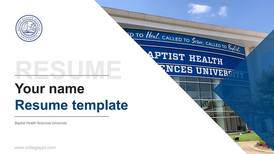 Baptist Health Sciences University Resume PPT Template16:9 ratio PPT effect preview image