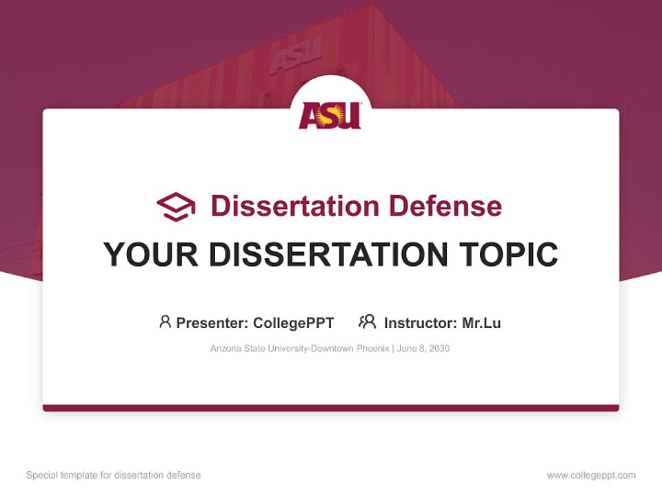 Arizona State University-Downtown Phoenix Graduation Thesis Defense PPT Template4:3 ratio PPT effect preview image7