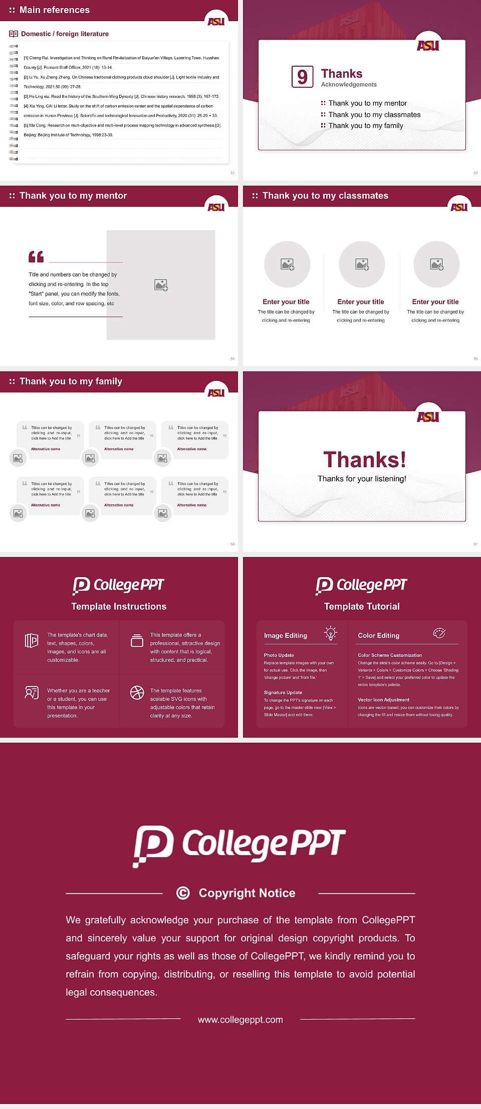 Arizona State University-Downtown Phoenix Graduation Thesis Defense PPT Template4:3 ratio PPT effect preview image7