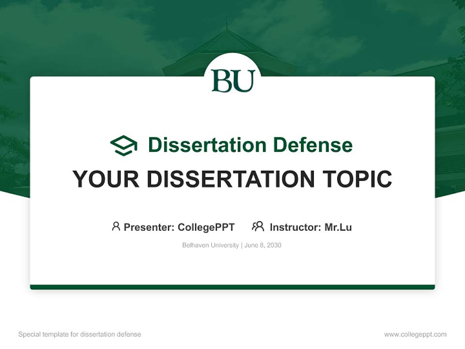 Belhaven University Graduation Thesis Defense PPT Template4:3 ratio PPT effect preview image7
