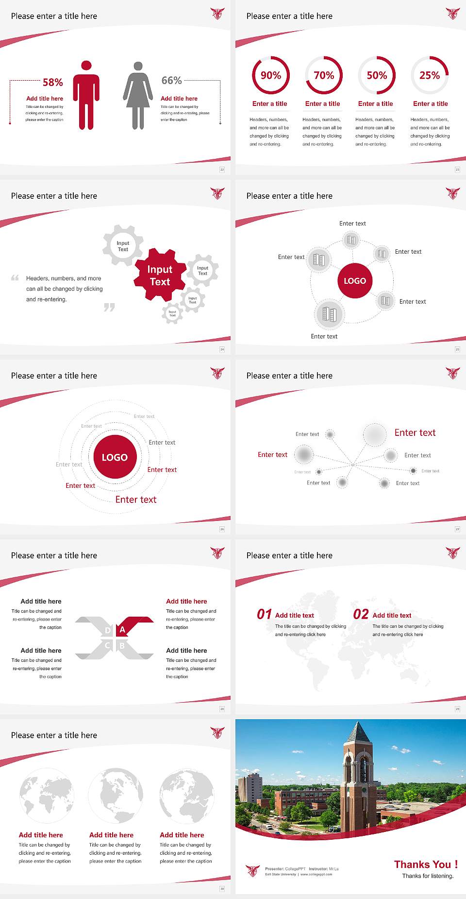 Ball State University Course/Courseware Creation PPT Template4:3 ratio PPT effect preview image4