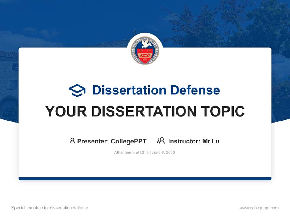 Athenaeum of Ohio Graduation Thesis Defense PPT Template4:3 ratio PPT effect preview image7