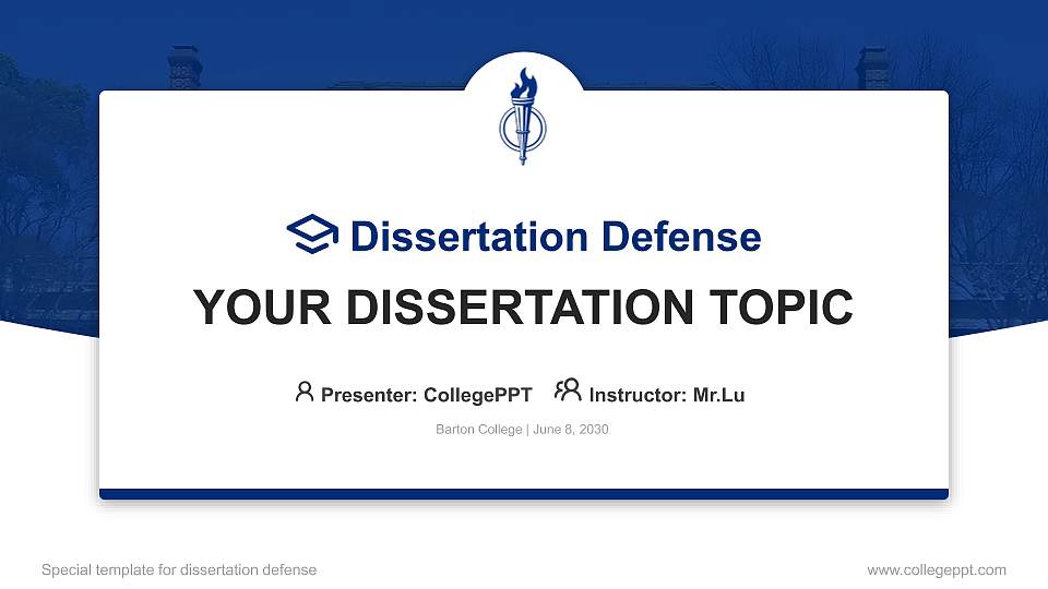 Barton College Graduation Thesis Defense PPT Template16:9 ratio PPT effect preview image