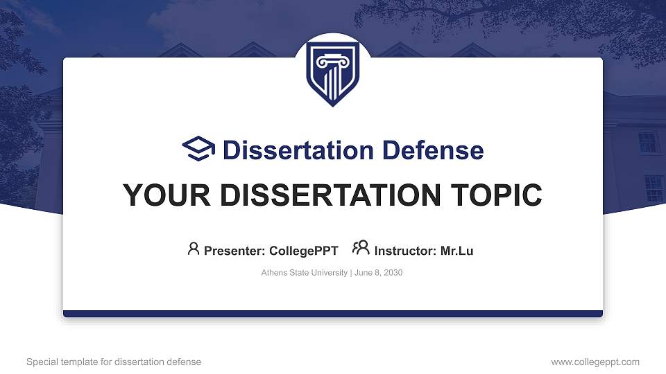 Athens State University Graduation Thesis Defense PPT Template16:9 ratio PPT effect preview image