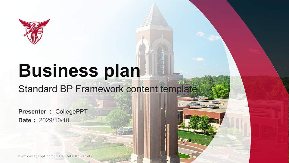 Ball State University Competition/Entrepreneurship Contest PPT Template16:9 ratio PPT effect preview image