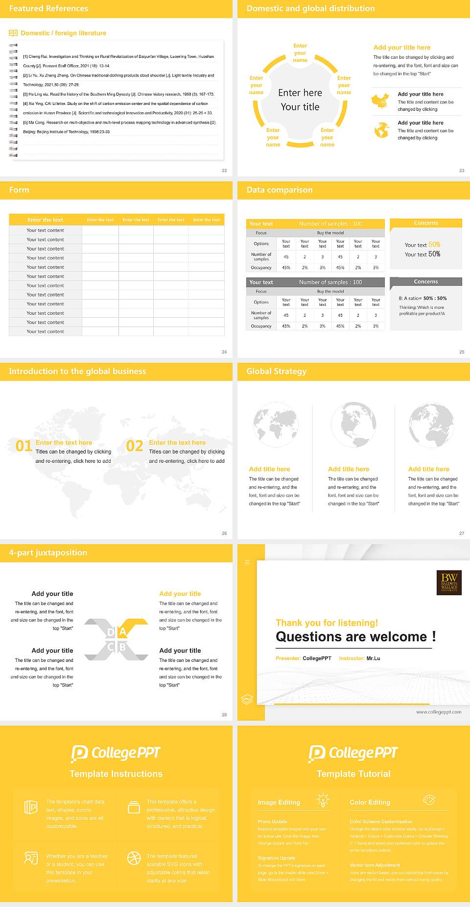 Baldwin Wallace University Thesis Proposal/Graduation Defense PPT Template4:3 ratio PPT effect preview image4